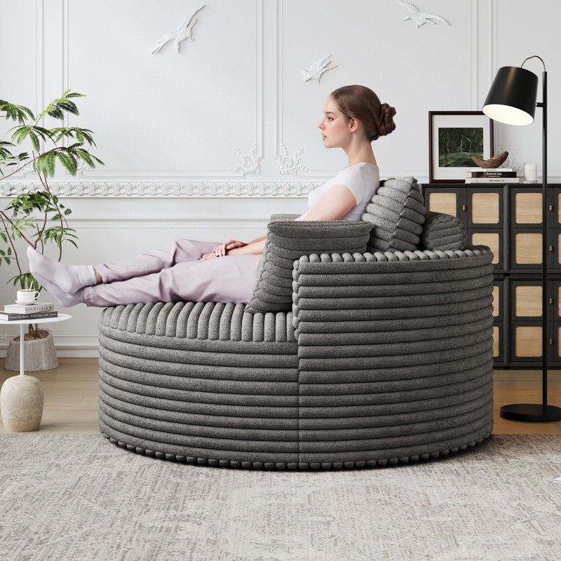 Fauteuil simple 50 po en éponge Corduroy - sans assemblage requis, fauteuil d'appoint moderne moelleux pour le salon, la chambre à coucher et le cinéma maison (pas un fauteuil pivotant)