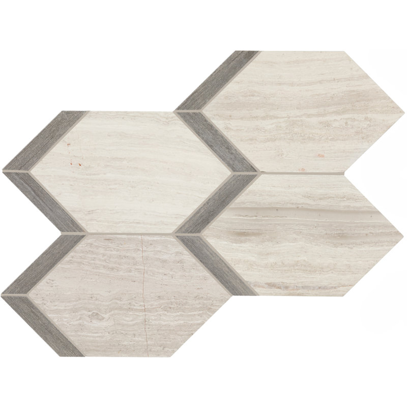 13" x 17" Natural Stone Mosaic Tile, Fawn/Gray