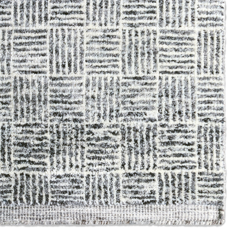 Jaipur Living Mugler RIZ05 Handknotted Geometric Ivory and Gray Area Rug (10'x14'), Rectangle 1'2" x 12'