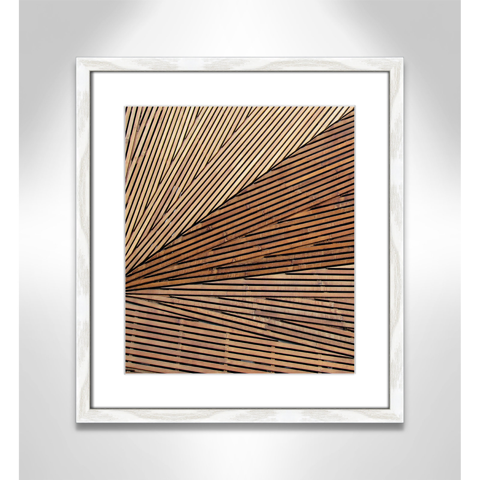 Fayette "Geometric Wood Panel 1" Print, 15" H x 13" W x 0.75" D, White Wood Grain
