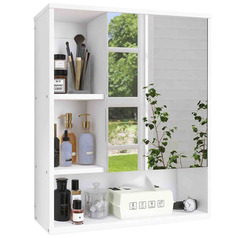 555mm W 613mm H Wall Mounted Required Framed Medicine Cabinet With Mirror And Adjustable Shelf, Black