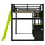 Lit mezzanine en bois pleine grandeur avec bureau, tablettes, lumières DEL, ports USB et panneau perforé-960309319