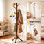 Porte-manteau AMADA en bois massif, autoportant, avec crochets, hauteur réglable, base élargie stable, montage sans outil, noyer