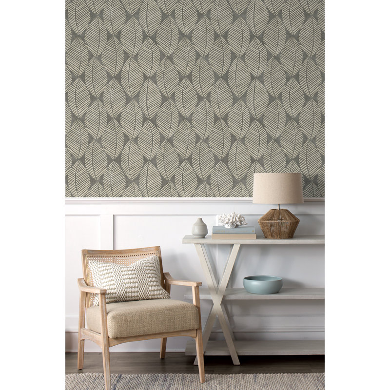 Papier peint floral Bertine, Cendre / kaki