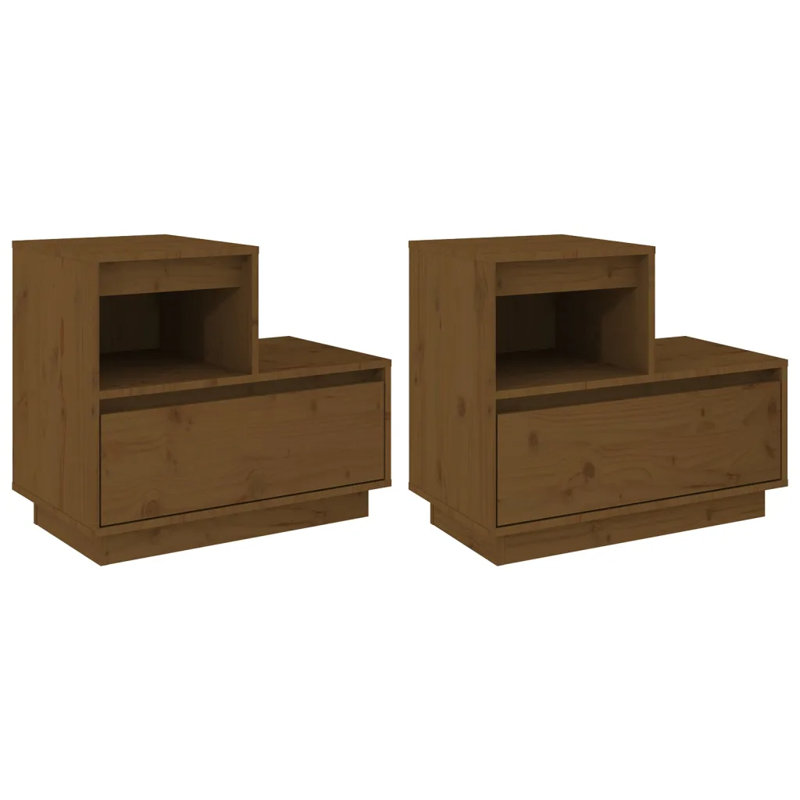 McNab 60 cm W Solid Wood Bedside Table, Honey Brown