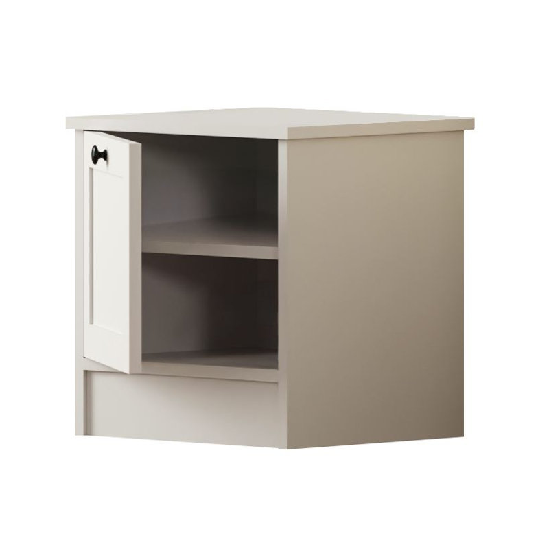 Table de chevet moderne avec portes en panneau de fibres à densité moyenne, blanc mat, 17,7 po x 25,2 po x 15,7 po | Panneau de particules 100% mélamine de qualité E1, épaisseur: 0,6 pouce | Assemblage facile avec le système Minifix, conception él?