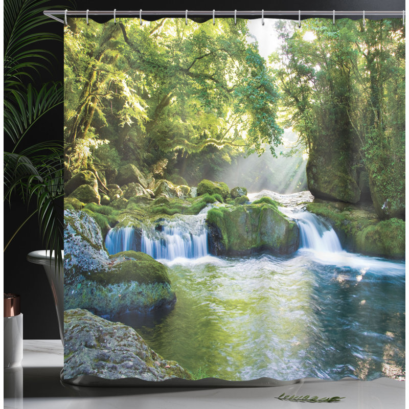 Ensemble de rideau de douche et crochets rainforest, H 70 po x l 69 po