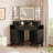 48 Inch Fluted Makeup Vanity Desk with Mirror and Lights, Modern Corner Makeup Vanity with Glass Top, Charging Outlet & 3-Panel Lighted Mirror, Dressing Table for Bedroom-1208151068