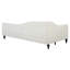 Twin Size L-Shaped Linen Daybed, With Solid Wood Legs, Beige