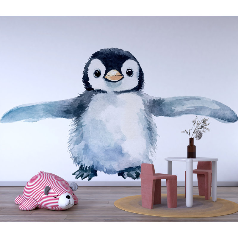 Adhésif décoratif chambre de bébé pingouin géant - aquarelle, art animalier pour chambre d'enfant, 042Mv, H 24 po x l 13 po
