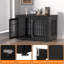 Meuble de rangement robuste pour chien de 48 po pour petits, moyens et grands chiens, meuble d'intérieur rustique en bois pour chenil avec dessus imperméable, table d'appoint décorative pour animal de compagnie (noir)-1681125827-1681125836