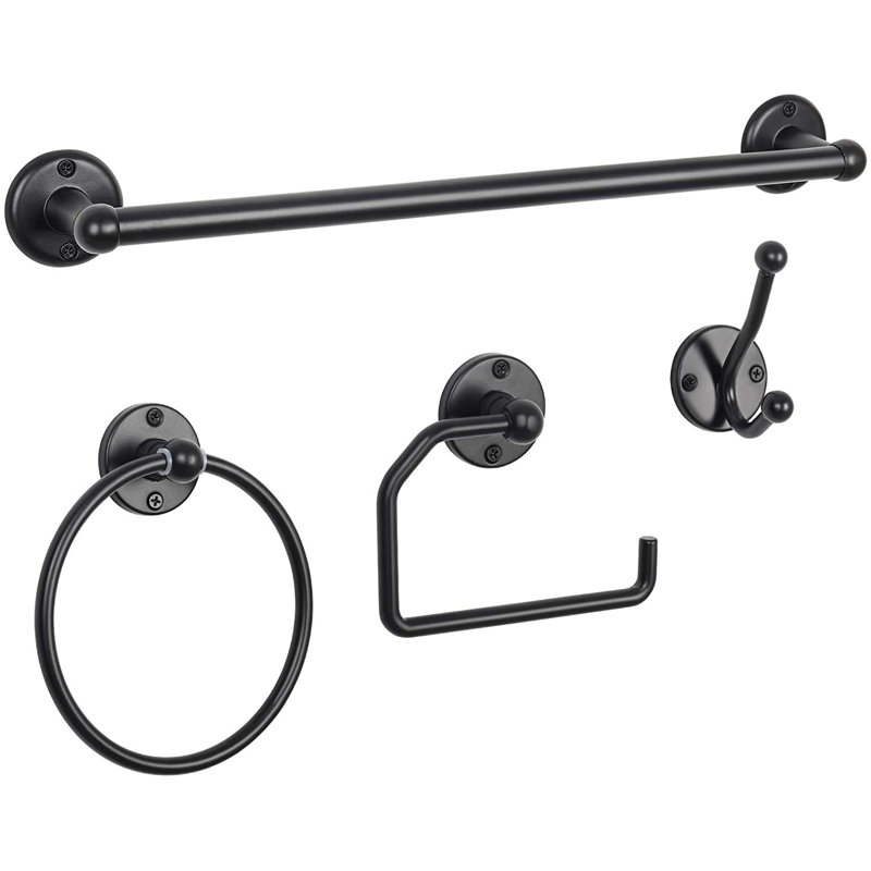 4 - Piece Bathroom Hardware Set, Black