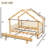 Twin Size Wood Treehouse Bed With Soft Cushion Rails,For Kids, Teens, White-1840949614