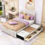 Lit plateforme tapissier avec lit gigogne et 3 tiroirs-34695218-34695223