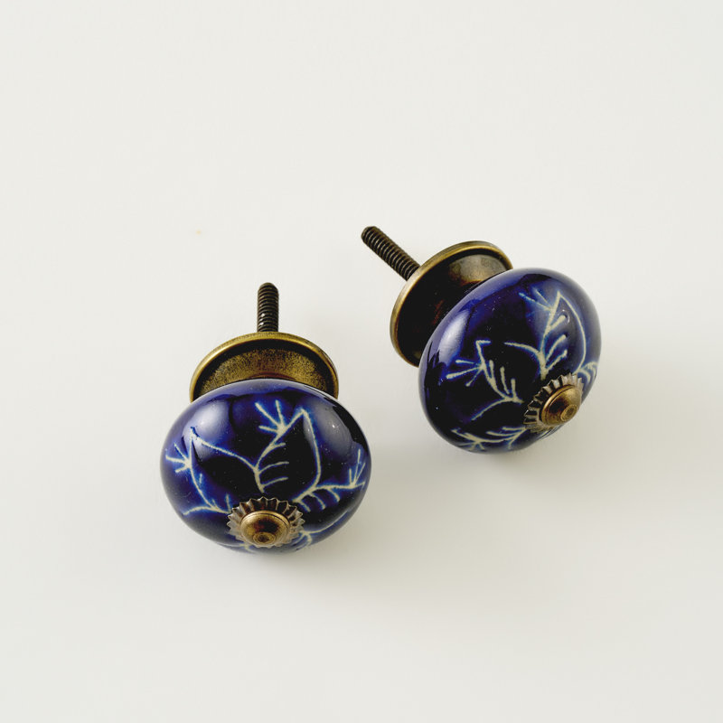 Senna Floral Ceramic Cabinet Knobs (Set Of 2)