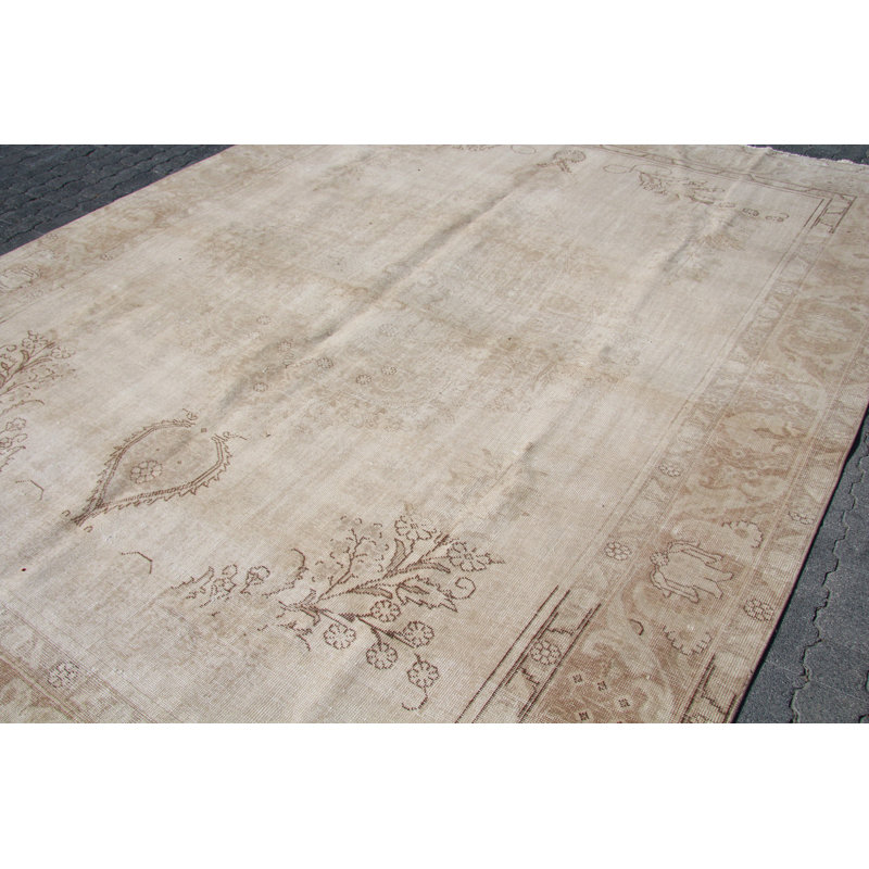 Tapis turc Oushak tissé à la main en laine beige pour décor de salon surdimensionné tapis Anatolian