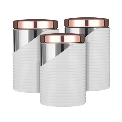 Tower 3 Piece Stainless Steel Black Storage Canisters | T826001RB | 11.6 x 11.6 x 17 cm