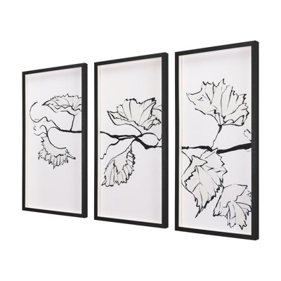 Begonia Vine (Left) Hand Embelished Textured Framed Art Print Matted under Glass