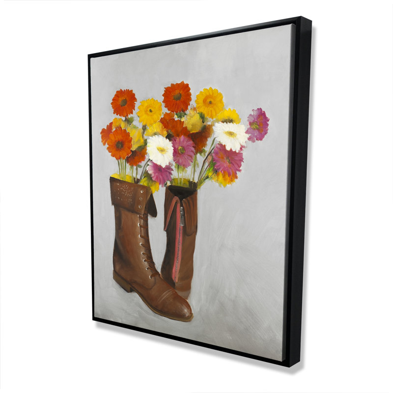 Boots with Daisies Flowers - Rustic Bedroom Canvas Decor