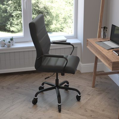 High Back Executive Swivel Office Chair with Frame, Arms, and Transparent Roller Wheels by Flash Furniture