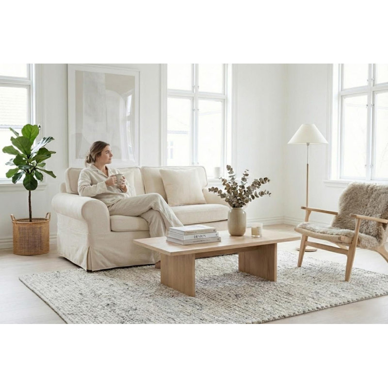 Greco Vintage Upholstered Two Seat Sofa Compression Delivery Tool Free Setup Loveseat, Beige