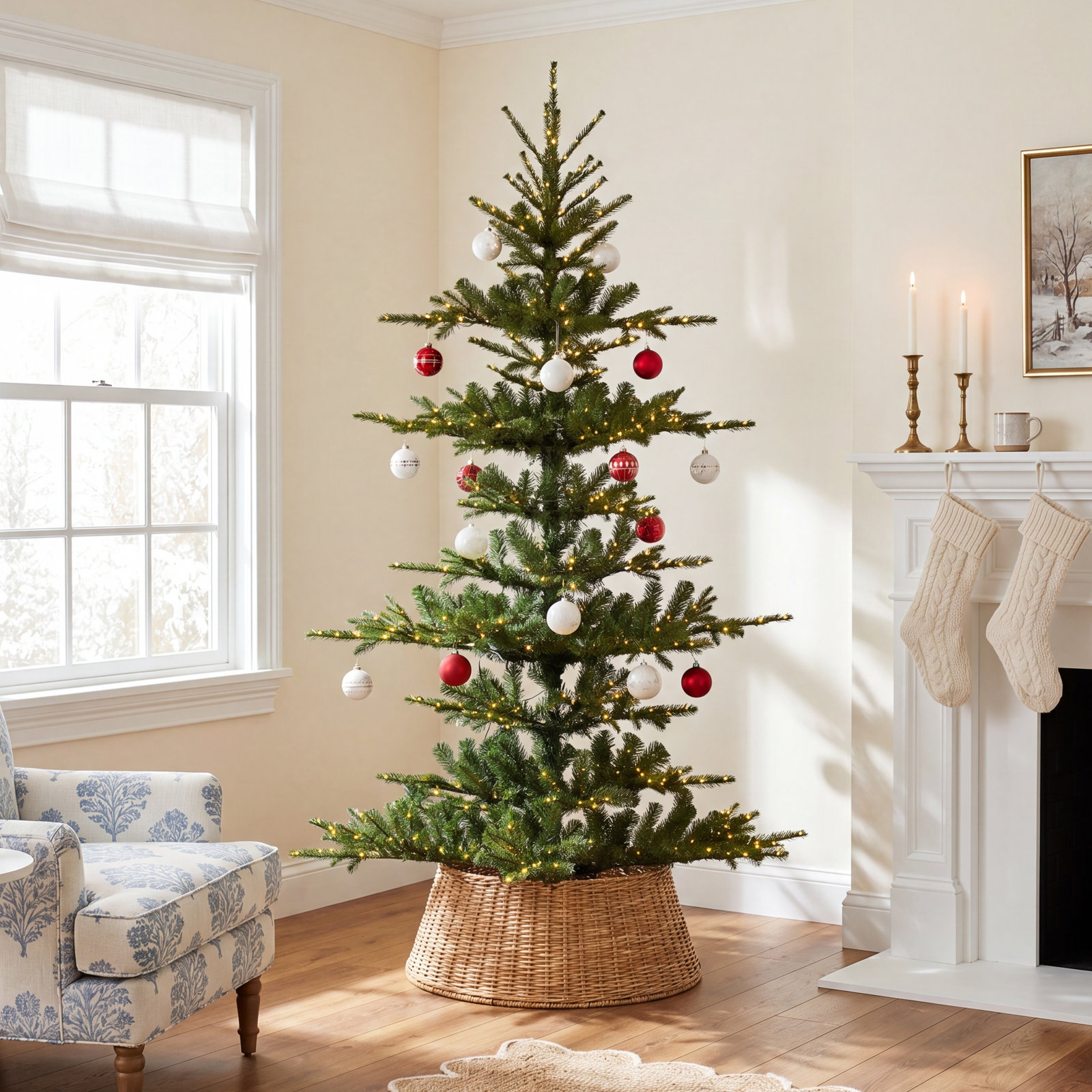 7.5' Lighted Artificial Pine Christmas Tree