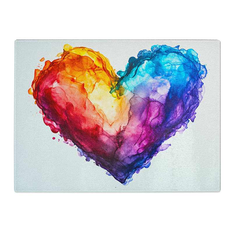 Love Heart Graphics  Glass Chopping Board