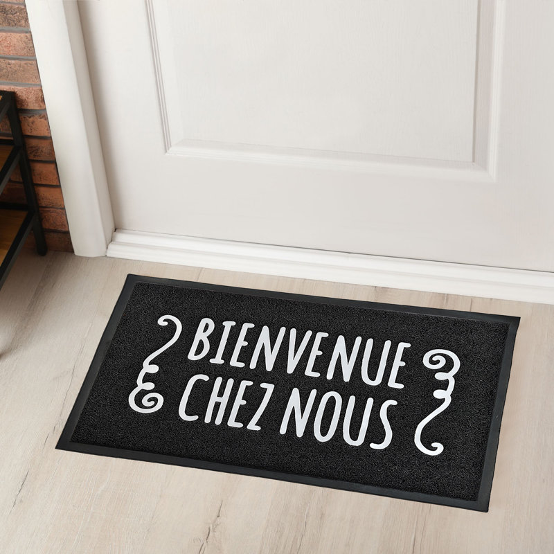 Tapis d'extérieur français imprimé PVC Bienvenue chez nous 30 po x 18 po French
