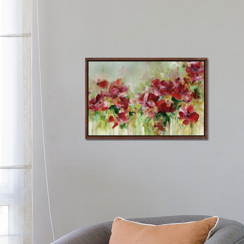 Playful Garden by Carol Robinson - Painting on Canvas, 66.04 cm H x 45.72 cm W, Classic Brown Wood Framed