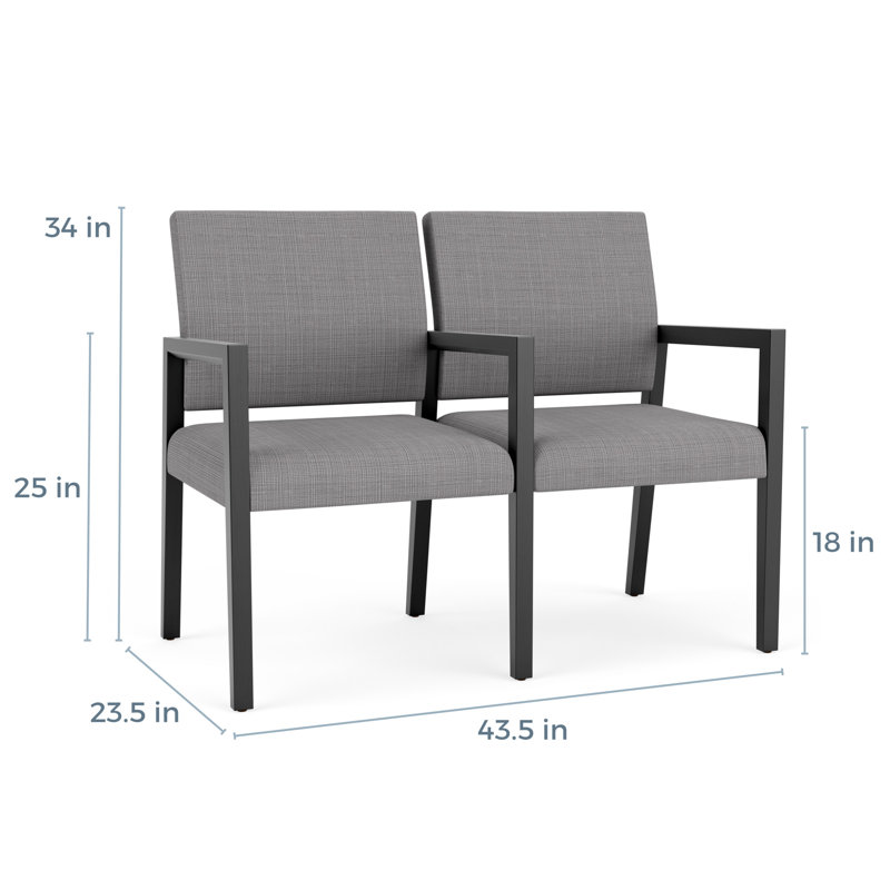 Structure en bois 2 places Brooklyn, Noir, Gris chambray