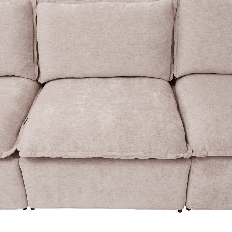 Canapé modulaire 8 pièces à housse modulaire 8 pièces, combinaison libre avec structure en fer léger, Khaki Polyester
