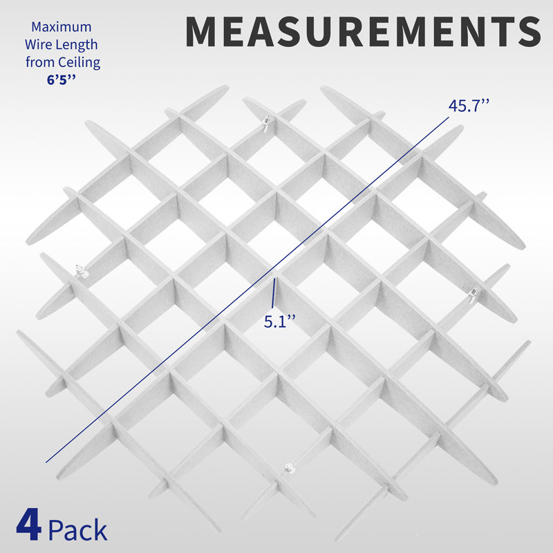 Panneau acoustique gaufré pour plafond VIVO, ensemble de 4, Blanc