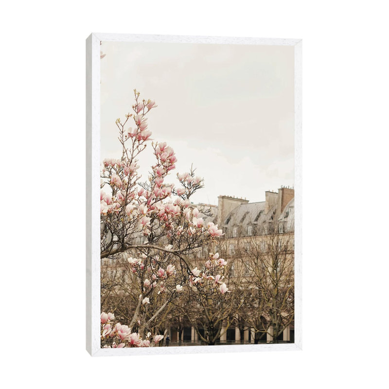 Paris Spring View - Print on Canvas, 101.6cm H x 66.04cm W x 3.81cm D, White Framed
