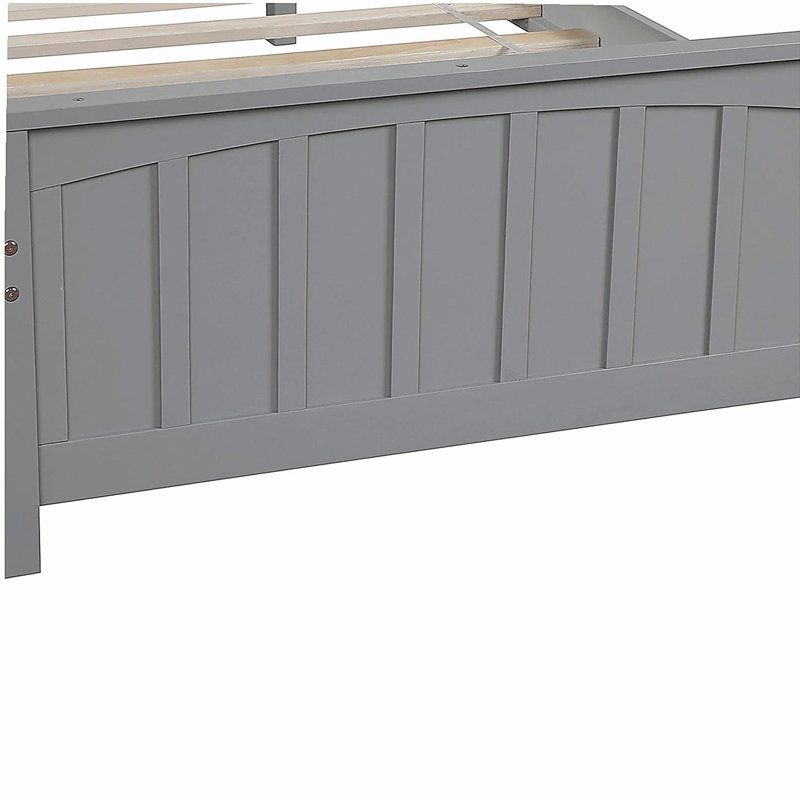 Lit plateforme en bois simple, gris