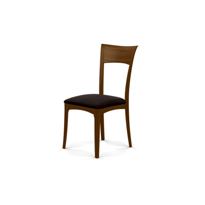 Chaise d'appoint Ingrid, Noyer naturel, Cuir ébène