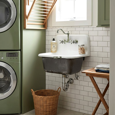 Anchor 22" L X 18" W Cast Iron Wall Mount Utility/Laundry Sink with Drain