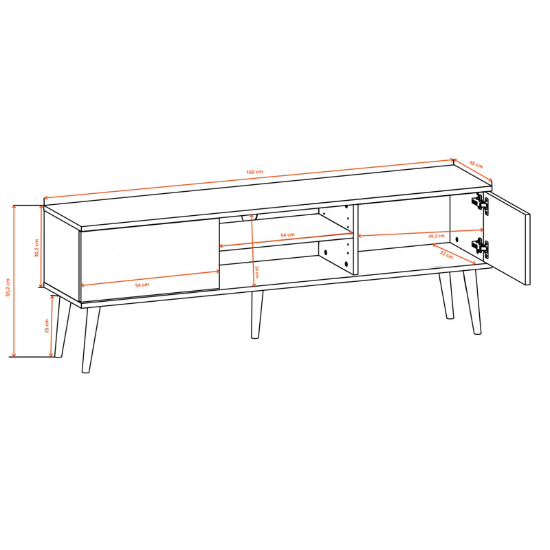 Kaylani TV Stand, Black, 160cm W