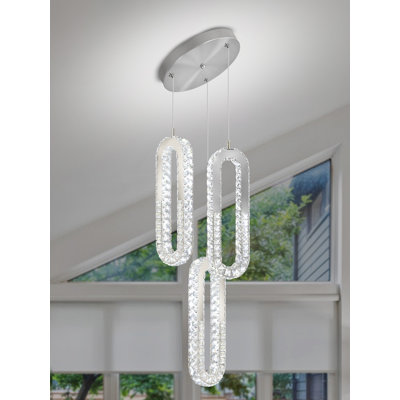Luminaires suspendus modernes, luminaire suspendu chromé à intensité variable pour îlot de cuisine, lustre en cristal, lampe suspendue ovale réglable pour le couloir de la salle à manger