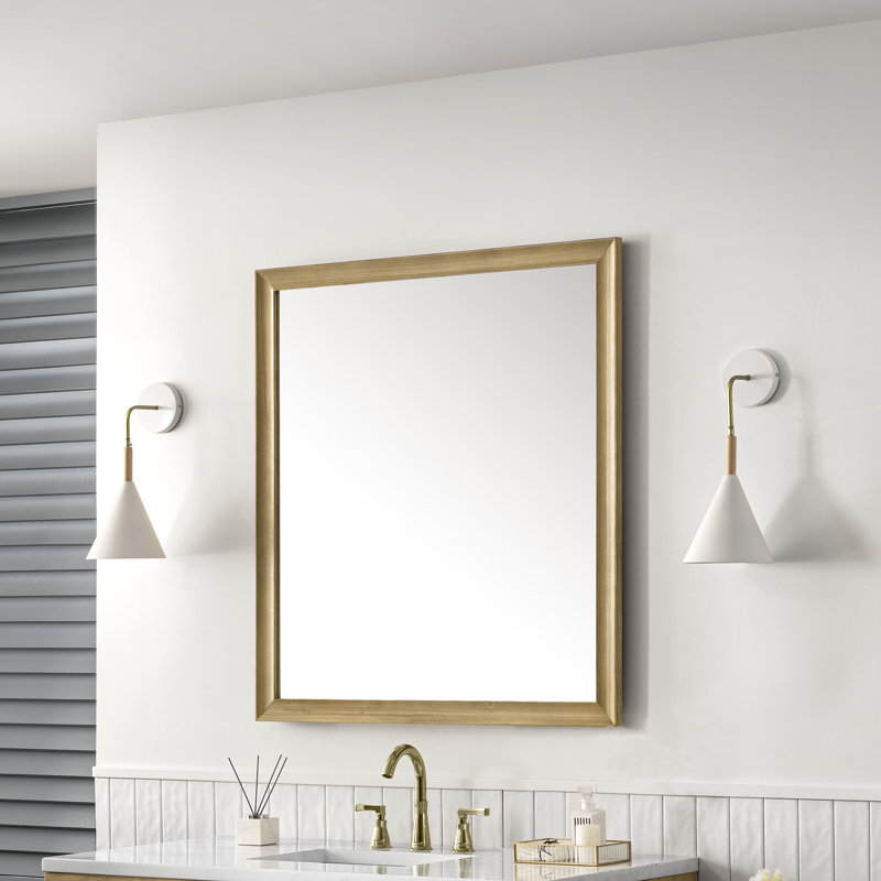 Glenbrooke Solid Wood Wall Mirror, Light Natural Oak, 40" x 36"