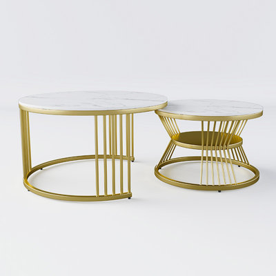 Coffee Table Eden Common Luxury Modern Round Nesting 2 Tier