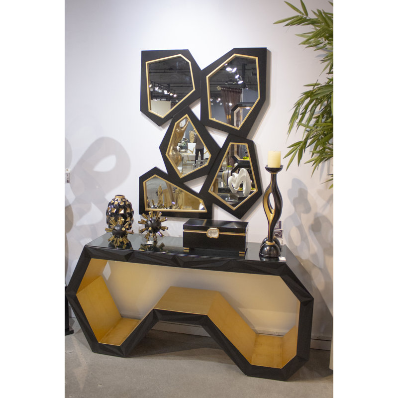 Asymmetrical Wall Mirror, Black