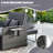 Wicker Outdoor Loveseat Sofa With Ottoman & Retractable Side Tray, Gray-529070230