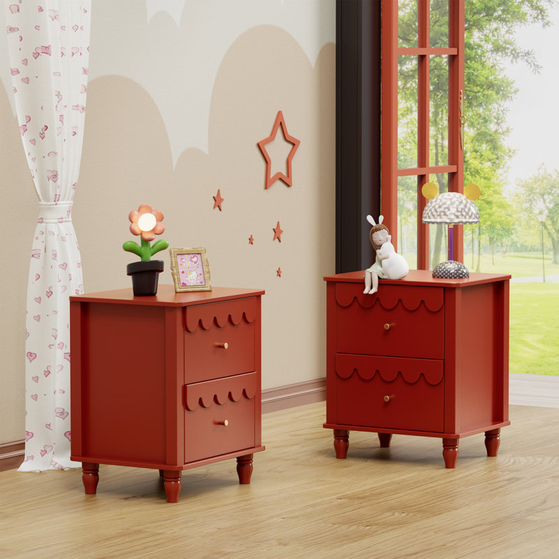 Dorlan 19.7“W Cute Cloud shape Nightstand, Red