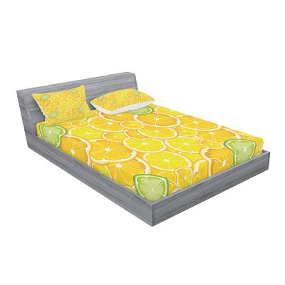 Lemon Orange Lime Fruit Citrus Round Cut Circles Big and Small Sheet Set -  Ambesonne, bswpil_21883_full