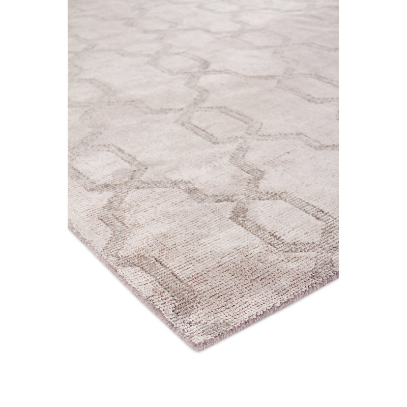 Samara Geometric Hand Loomed Synthetic Area Rug in Beige/Brown, Rectangle 6' x 9'