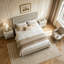 Ensemble de chambre à coucher 3 pièces avec grand lit et 2 tables de chevet-130145762-130145765