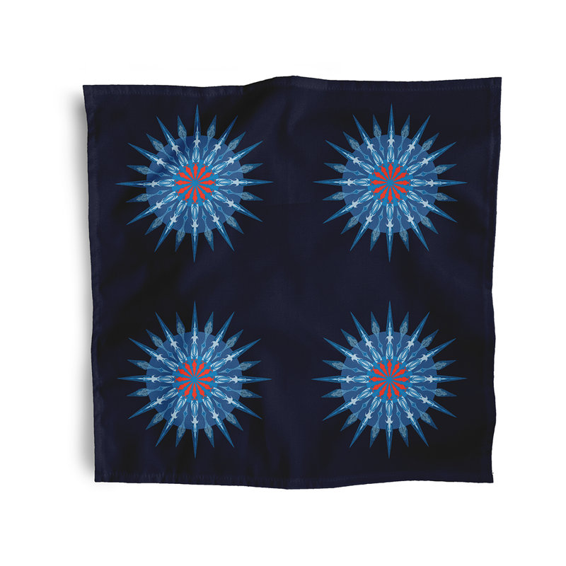 Chessy Polyester Geometric Square Napkin, Navy