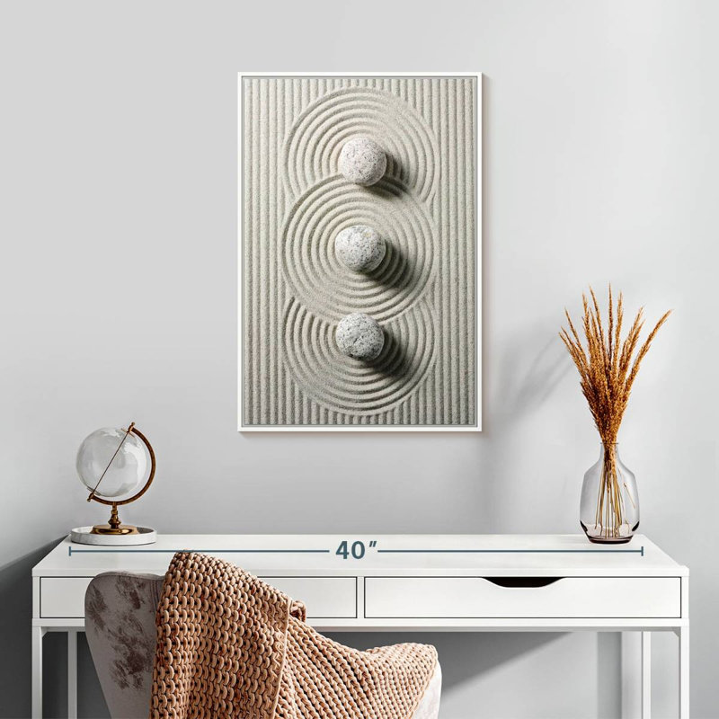 Trois pierres zen, 17" x 25", Floating Frame White