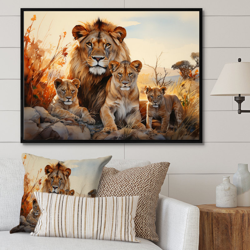 «African Shades Of Loins» sur toile, H 24 po x l 32 po x P 1 po, Cadre flottant noir