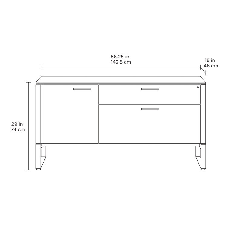 Linea Office Multifunction Cabinet, Natural Walnut